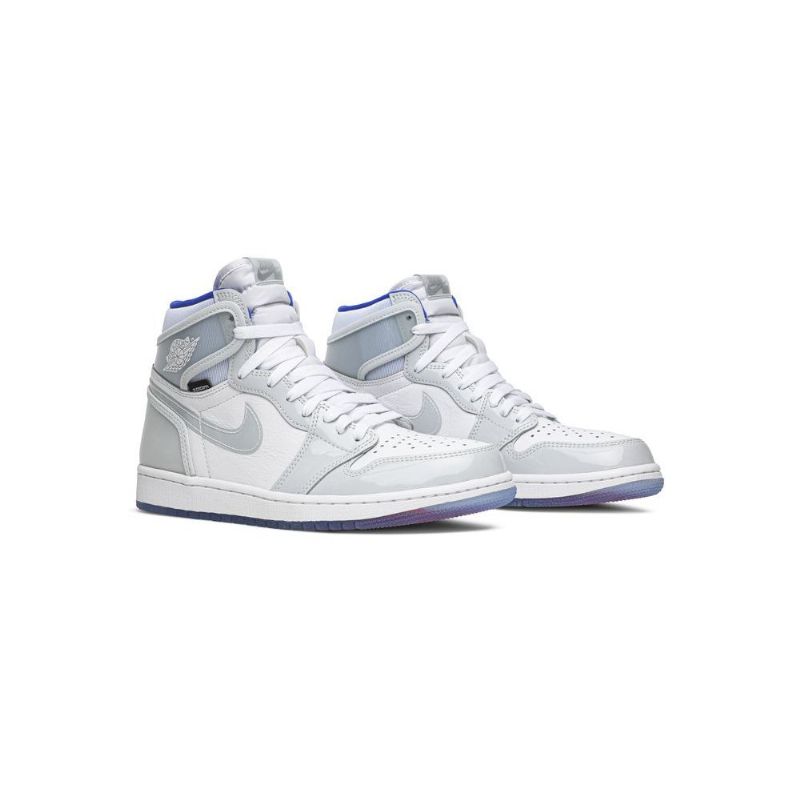 Air Jordan 1 Høy Zoom Hvit Blå Grå Herresko