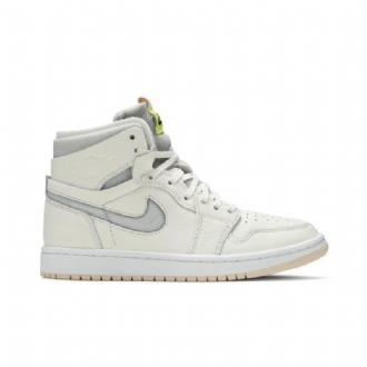 Air Jordan 1 Høy Zoom Hvit Grå Gul Damesko