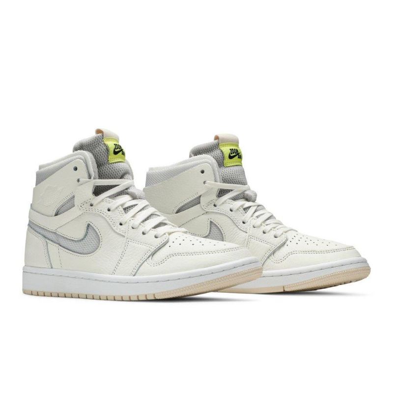 Air Jordan 1 Høy Zoom Hvit Grå Gul Damesko