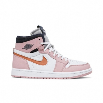 Air Jordan 1 Høy Zoom Rosa Hvit Grå Svart Damesko