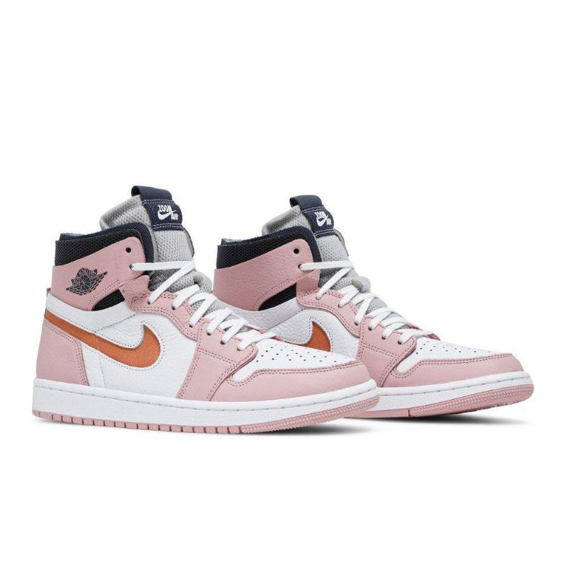 Air Jordan 1 Høy Zoom Rosa Hvit Grå Svart Damesko