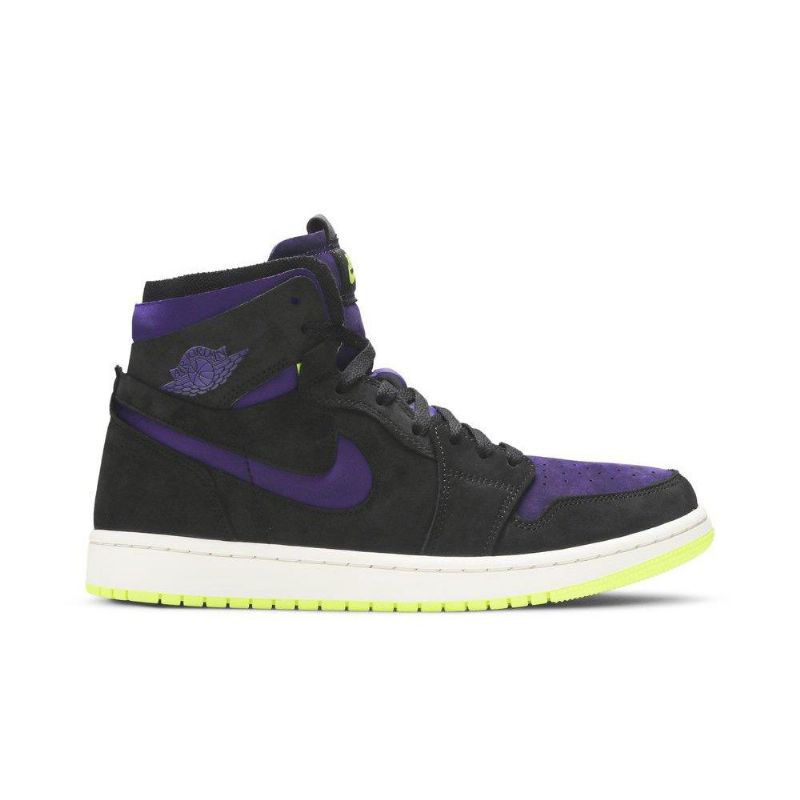 Air Jordan 1 Høy Zoom Svart Lilla Gul Damesko