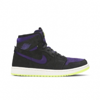 Air Jordan 1 Høy Zoom Svart Lilla Gul Damesko