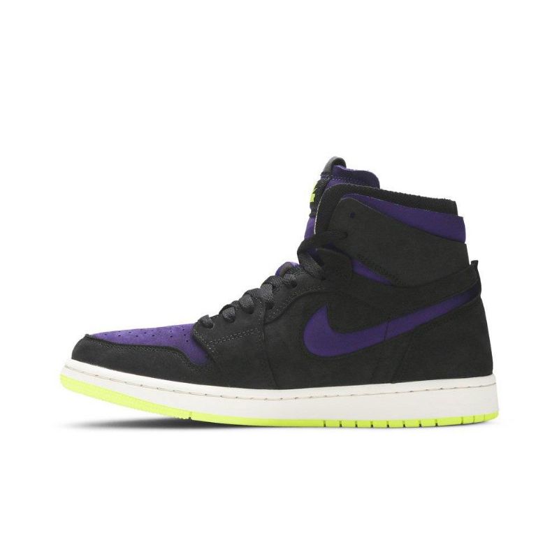 Air Jordan 1 Høy Zoom Svart Lilla Gul Damesko