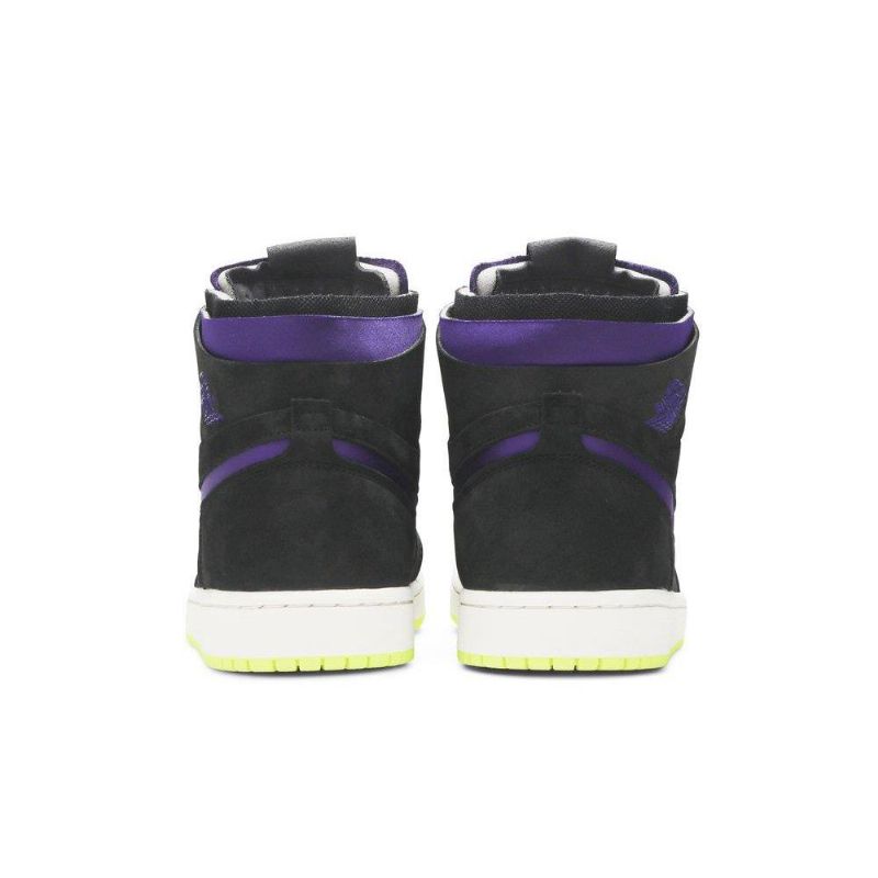 Air Jordan 1 Høy Zoom Svart Lilla Gul Damesko