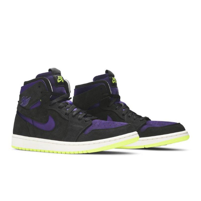Air Jordan 1 Høy Zoom Svart Lilla Gul Damesko