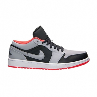 Air Jordan 1 Lav Grå Svart Rød Hvit Herresko