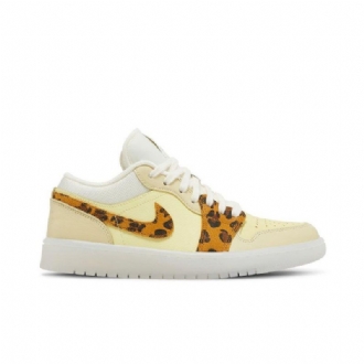 Air Jordan 1 Lav Gul Hvit Leopard Damesko