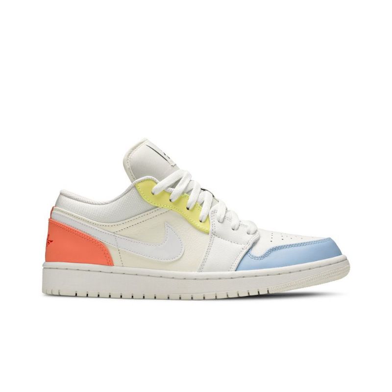 Air Jordan 1 Lav Hvit Blå Gul Rosa Herresko