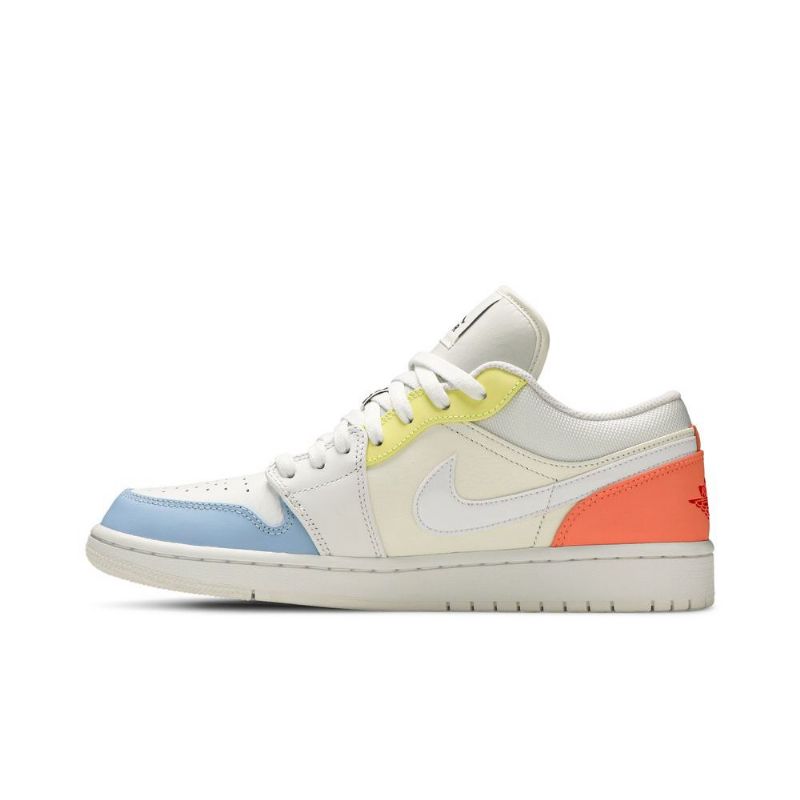 Air Jordan 1 Lav Hvit Blå Gul Rosa Herresko