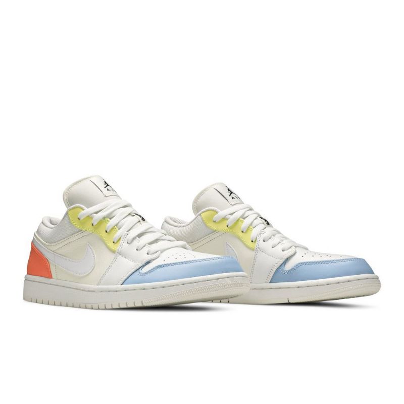 Air Jordan 1 Lav Hvit Blå Gul Rosa Herresko
