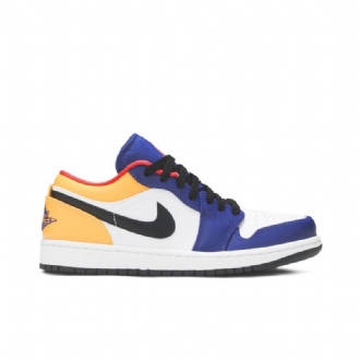 Air Jordan 1 Lav Hvit Blå Oransje Svart Herresko