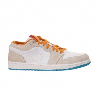 Air Jordan 1 Lav Hvit Oransje Beige Herresko