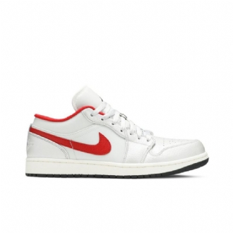 Air Jordan 1 Lav Hvit Rød Herresko