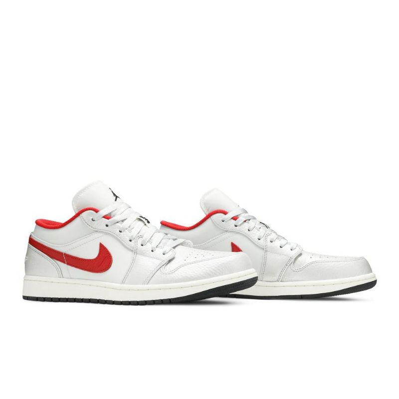 Air Jordan 1 Lav Hvit Rød Herresko