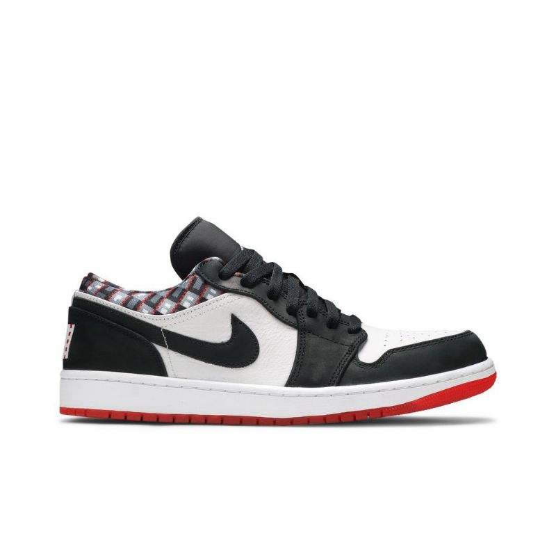Air Jordan 1 Lav Hvit Svart Rød Herresko