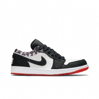Air Jordan 1 Lav Hvit Svart Rød Herresko