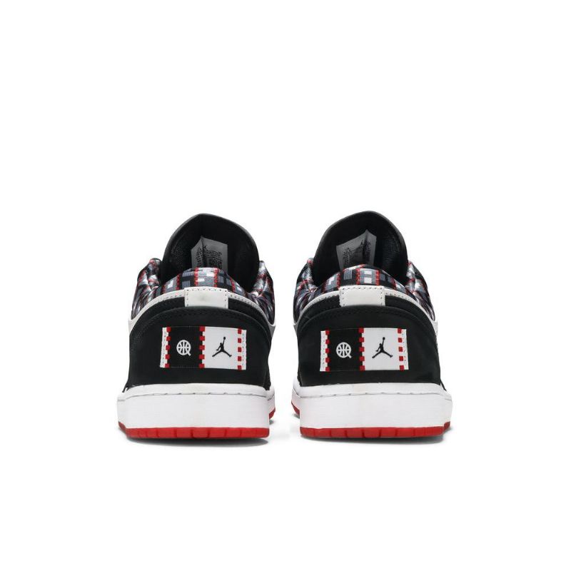 Air Jordan 1 Lav Hvit Svart Rød Herresko