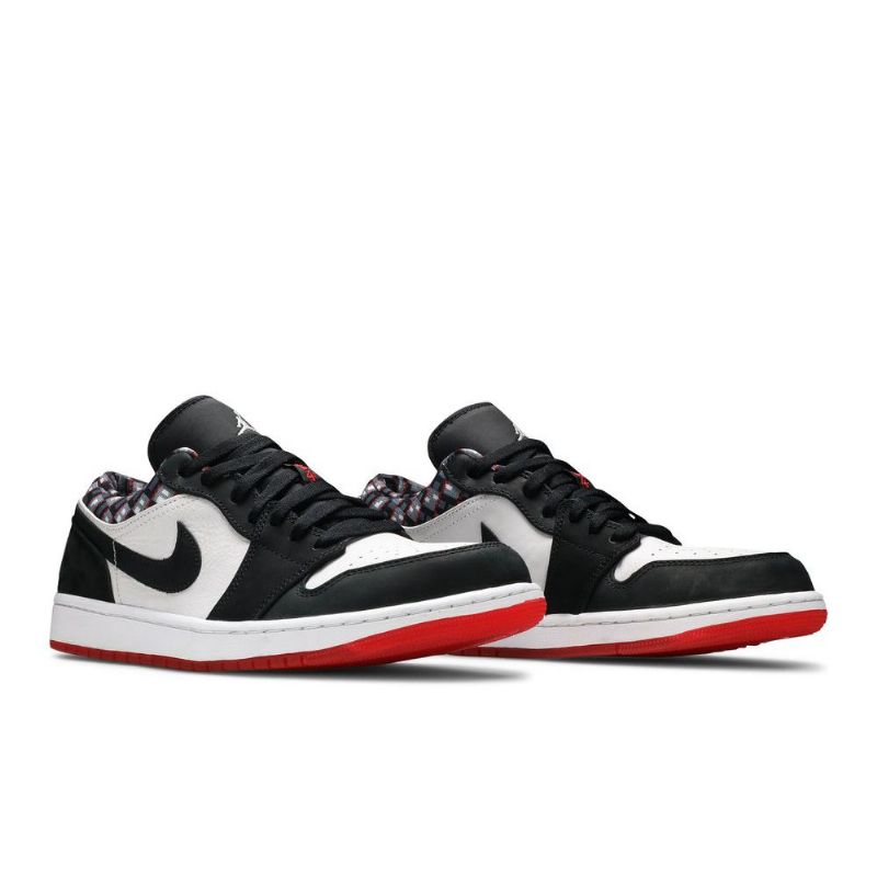 Air Jordan 1 Lav Hvit Svart Rød Herresko
