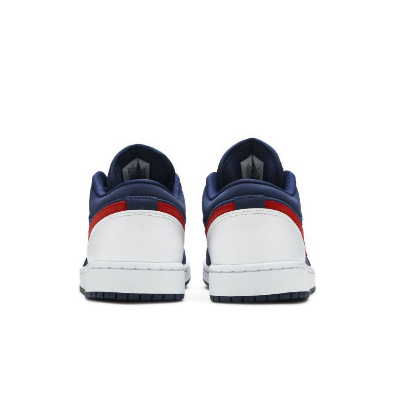 Air Jordan 1 Lav Mørke Blå Hvit Rød Herresko