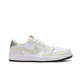 Air Jordan 1 Lav Og Hvit Grønn Grå Herresko
