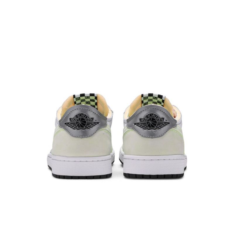 Air Jordan 1 Lav Og Hvit Grønn Grå Herresko