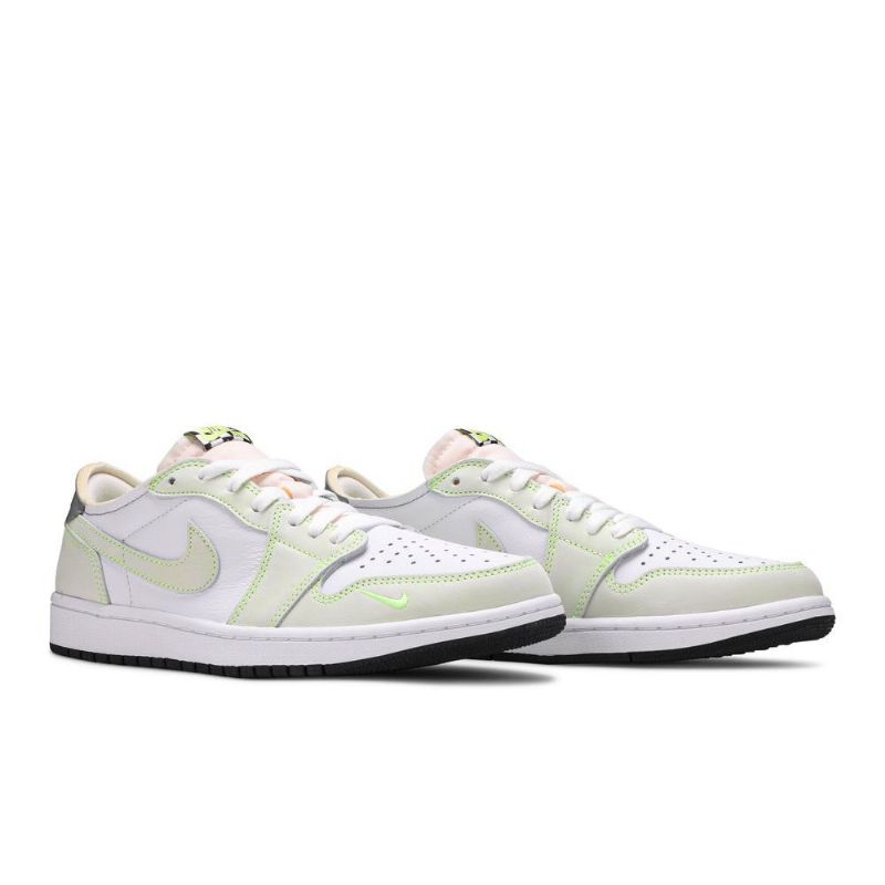 Air Jordan 1 Lav Og Hvit Grønn Grå Herresko