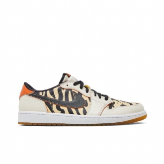 Air Jordan 1 Lav Og Hvit Svart Oransje Beige Herresko
