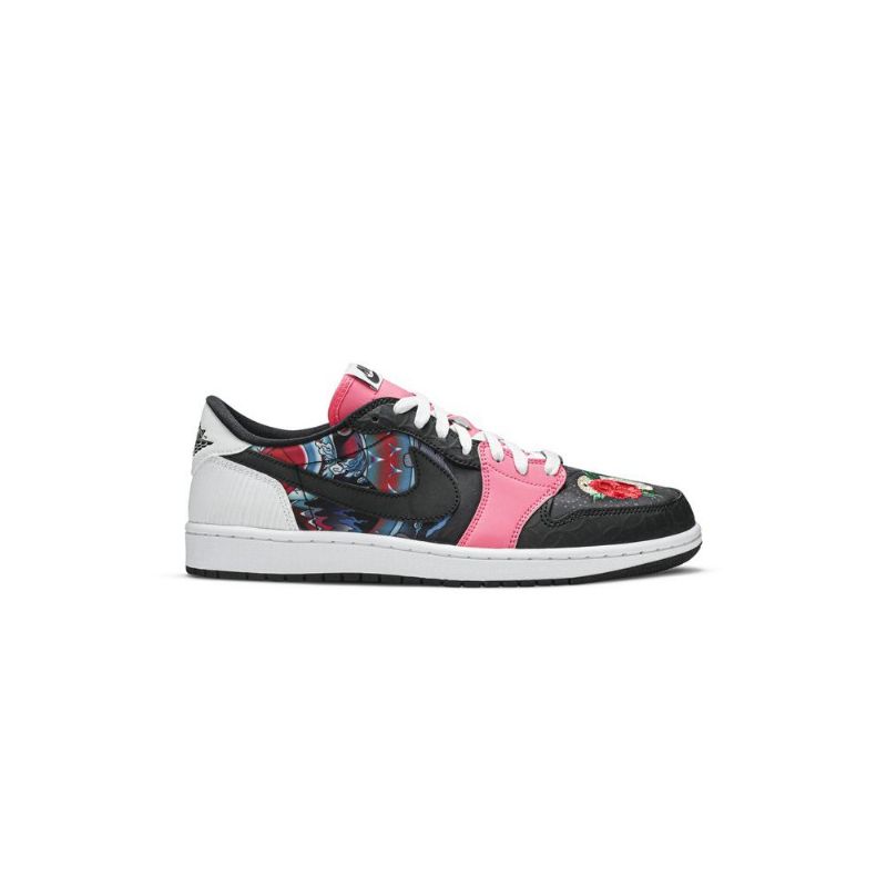 Air Jordan 1 Lav Og Svart Rosa Hvit Flerfarget Herresko