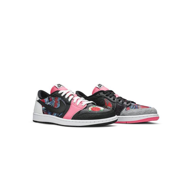 Air Jordan 1 Lav Og Svart Rosa Hvit Flerfarget Herresko