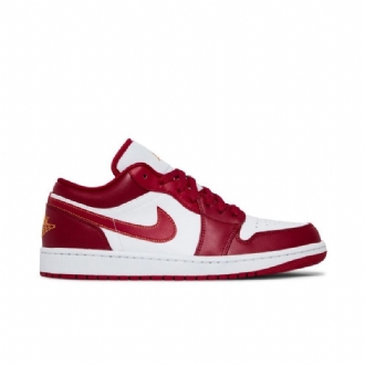 Air Jordan 1 Lav Rød Hvitt Gull Herresko