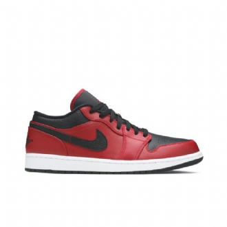 Air Jordan 1 Lav Rød Svart Hvit Herresko