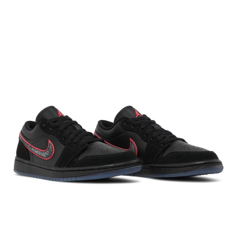 Air Jordan 1 Lav Svart Rød Herresko