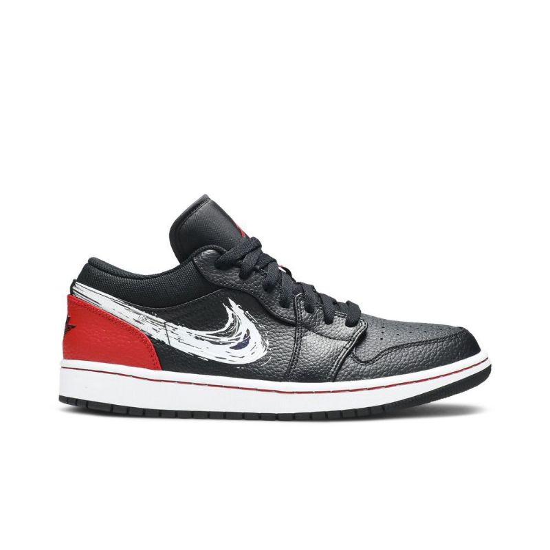 Air Jordan 1 Lav Svart Rød Sølv Hvit Herresko
