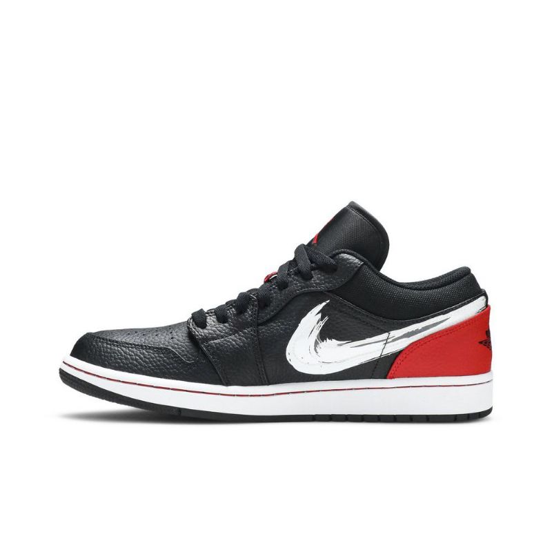 Air Jordan 1 Lav Svart Rød Sølv Hvit Herresko