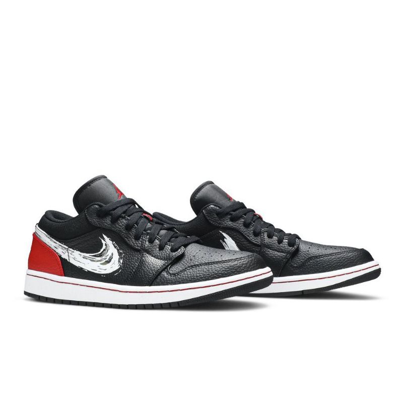 Air Jordan 1 Lav Svart Rød Sølv Hvit Herresko