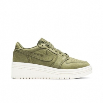 Air Jordan 1 Lavt Løftet Olivengrønn Hvit Damesko