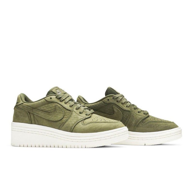 Air Jordan 1 Lavt Løftet Olivengrønn Hvit Damesko