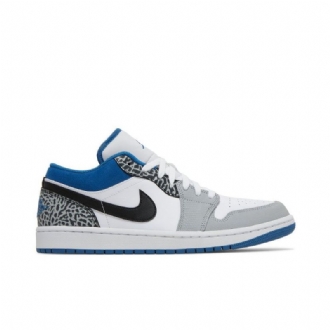 Air Jordan 1 Low Se Blå Hvit Grå Svarte Herresko