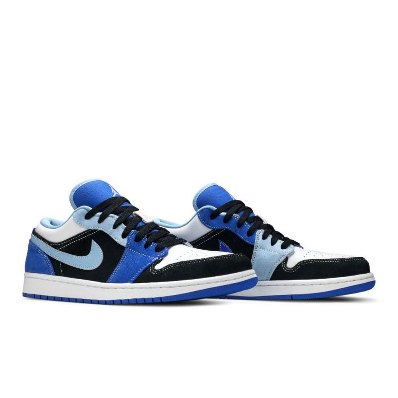 Air Jordan 1 Low Se Blå Svart Hvit Herresko