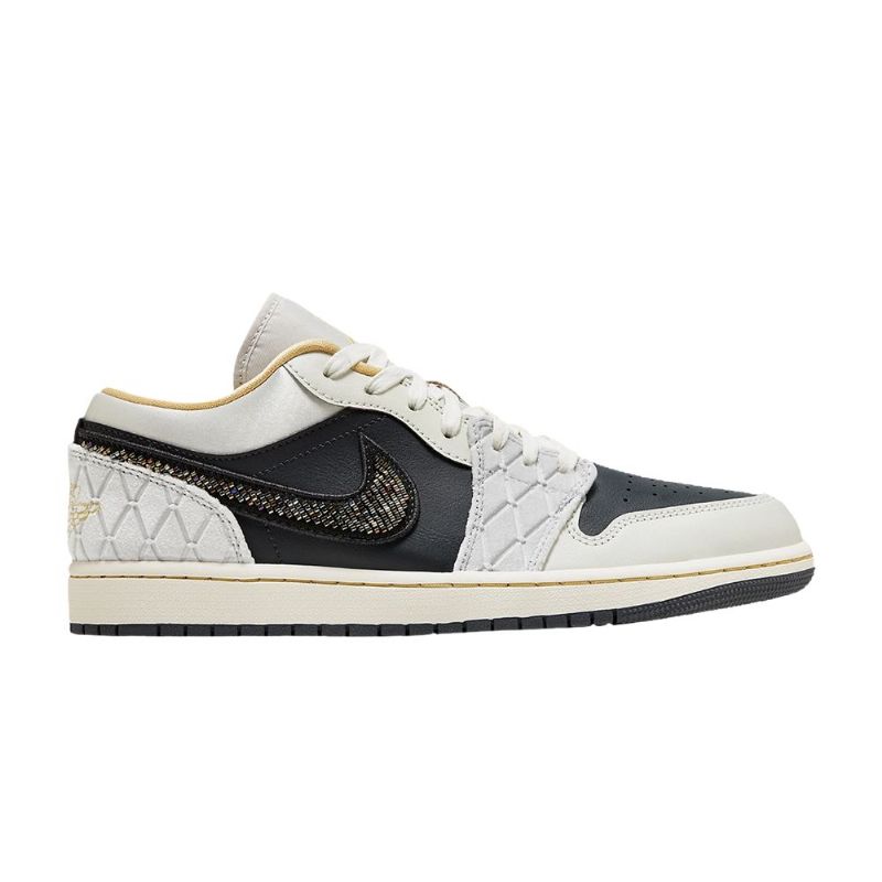Air Jordan 1 Low Se Grå Svart Gull Herresko