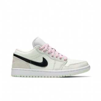 Air Jordan 1 Low Se Grønn Svart Rosa Damesko