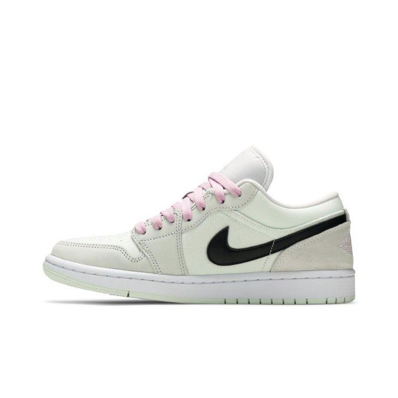 Air Jordan 1 Low Se Grønn Svart Rosa Damesko