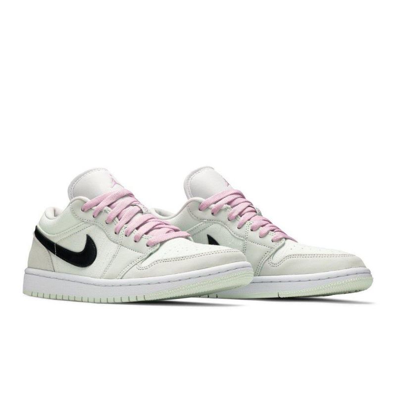 Air Jordan 1 Low Se Grønn Svart Rosa Damesko