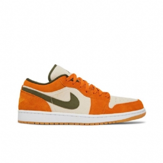 Air Jordan 1 Low Se Hvit Olive Grønn Oransje Herresko
