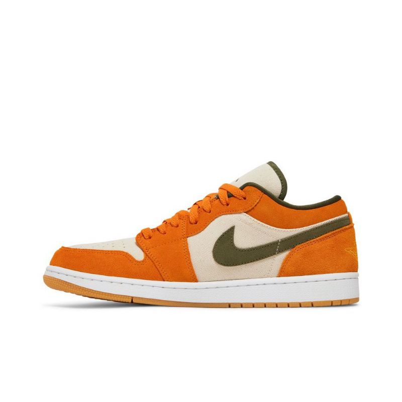 Air Jordan 1 Low Se Hvit Olive Grønn Oransje Herresko