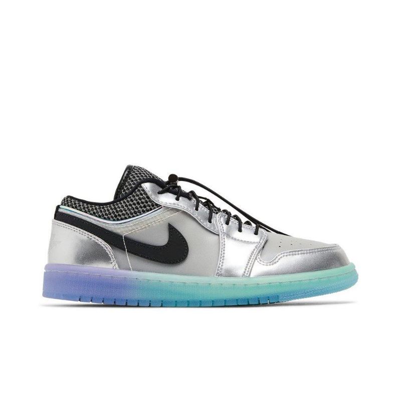 Air Jordan 1 Low Se Hvit Sølv Svarte Damesko