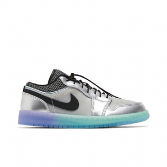 Air Jordan 1 Low Se Hvit Sølv Svarte Damesko