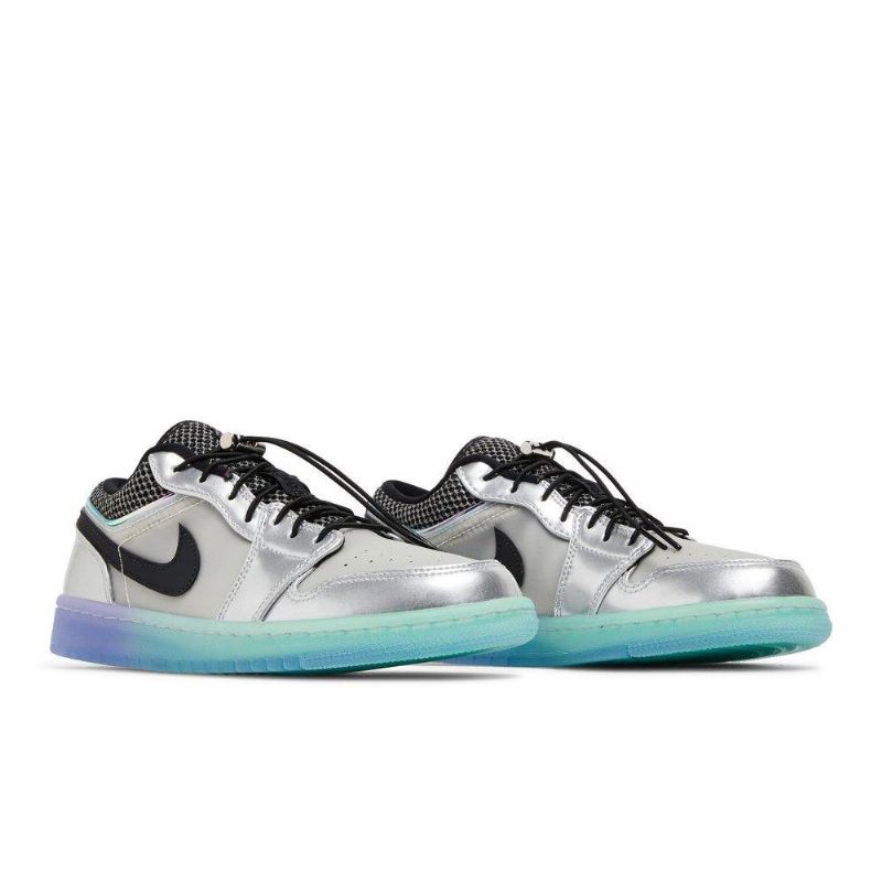 Air Jordan 1 Low Se Hvit Sølv Svarte Damesko