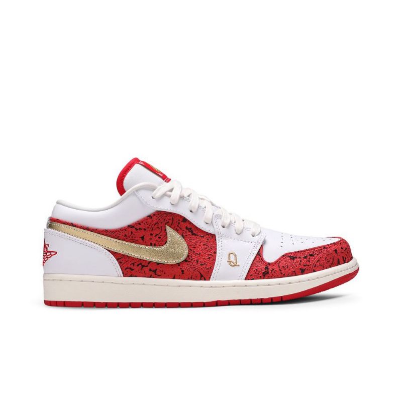 Air Jordan 1 Low Se Hvitt Rødt Gull Herresko